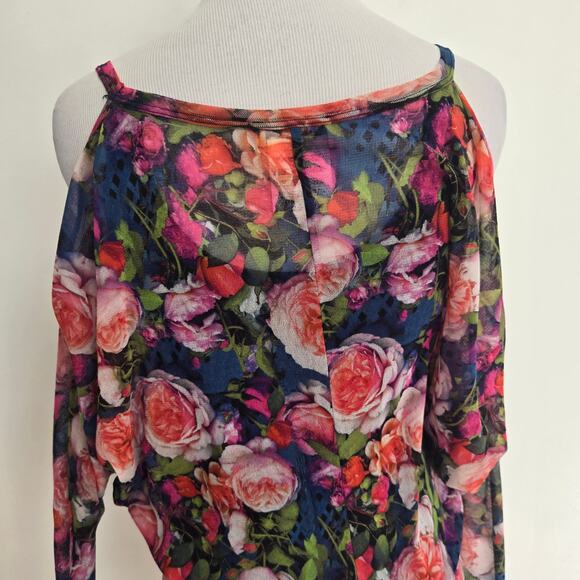Fuzzi Sheer Fairy Mesh Floral Blouse Women Artsy Maximalist Italy Women Small - Picture 7 of 13